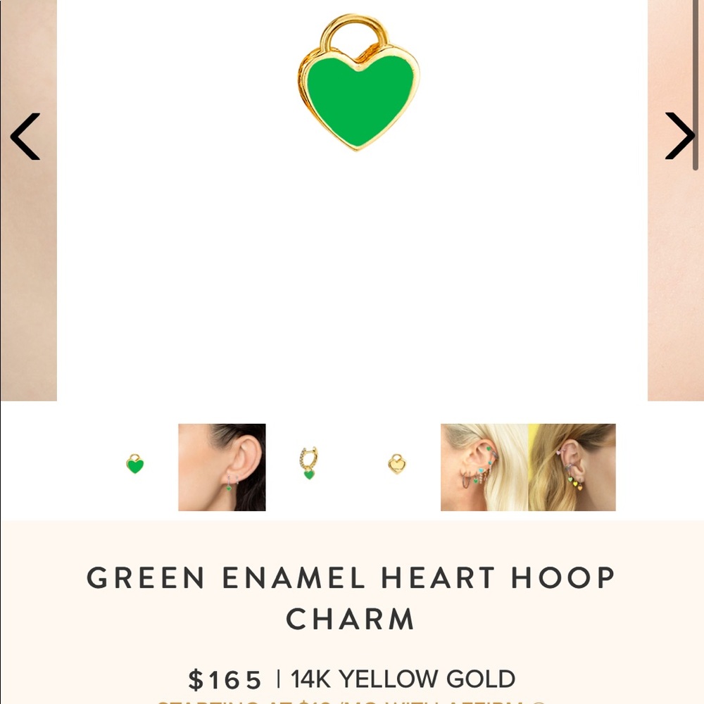 Green enamel heart charm